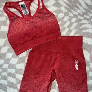 Gymshark Crimson Sports Bra and Shorts Set